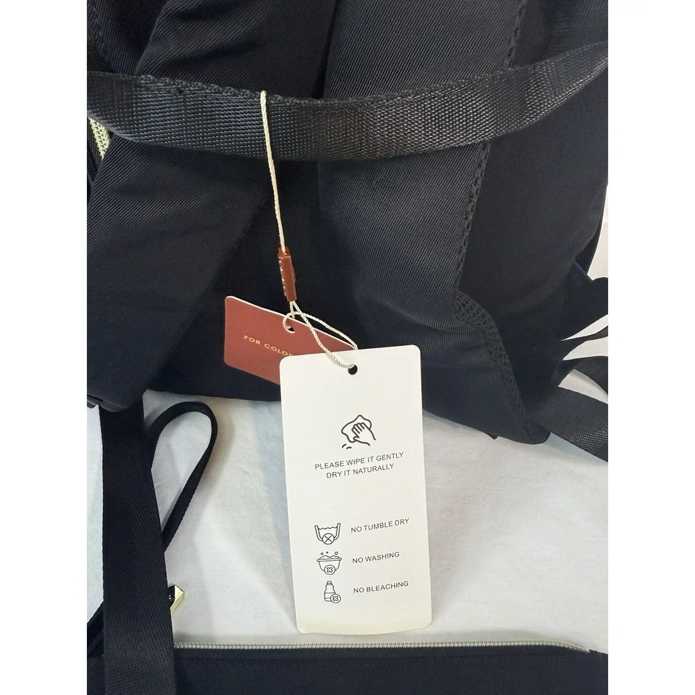 Black Lovevook Backpack Tote Bag 2-Piece Set w/ Pouch Gold Zippers NWT‎